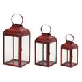 Llamarada 10 x 12.75 x 16 in. Iron & Glass Lantern, Red - Set of 3 LL2615940
